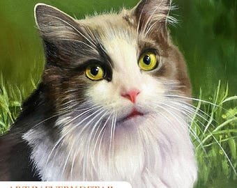 写真から制作するカスタム猫油絵キャンバス画、オーダーメイドの壁掛け