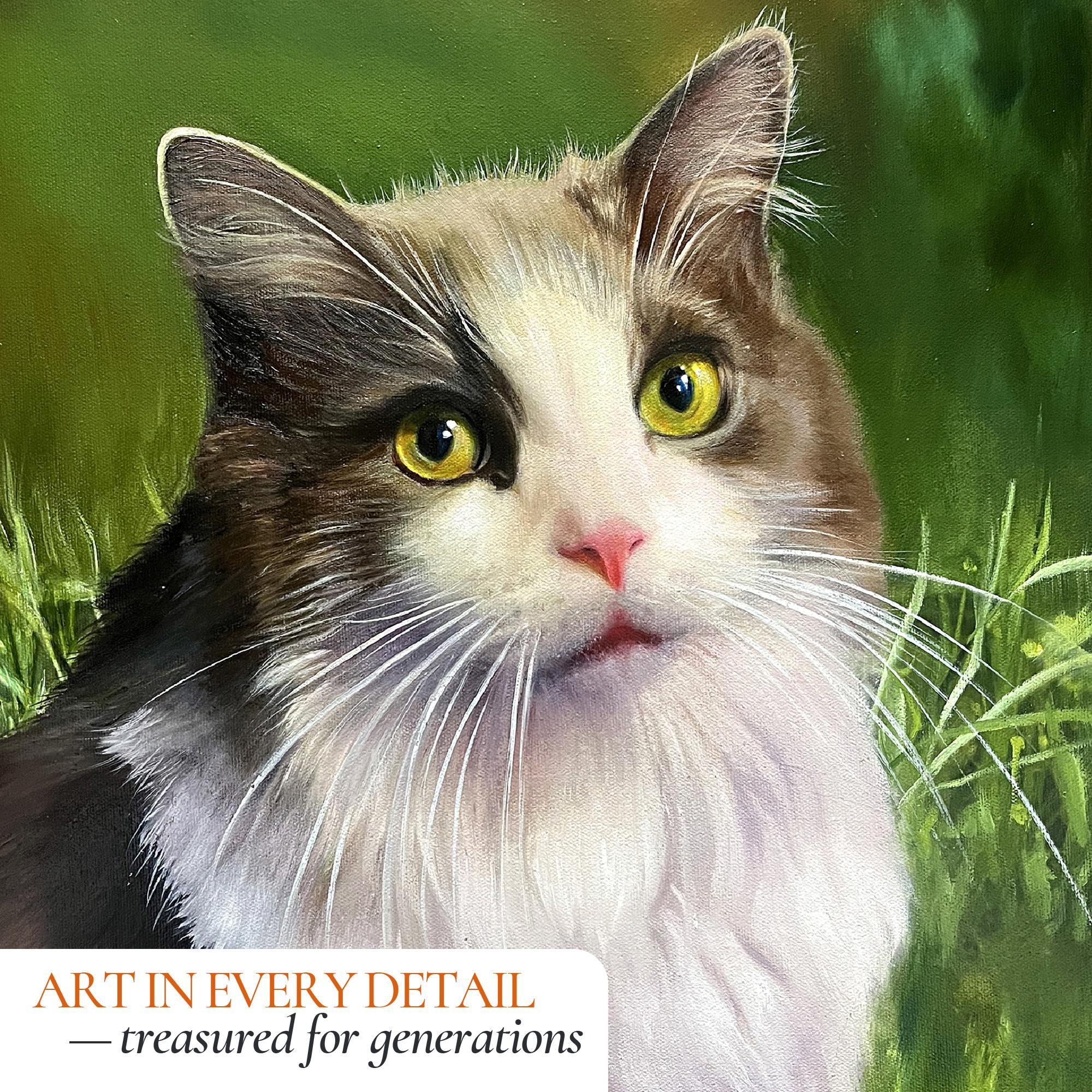 写真から制作するカスタム猫油絵キャンバス画、オーダーメイドの壁掛け