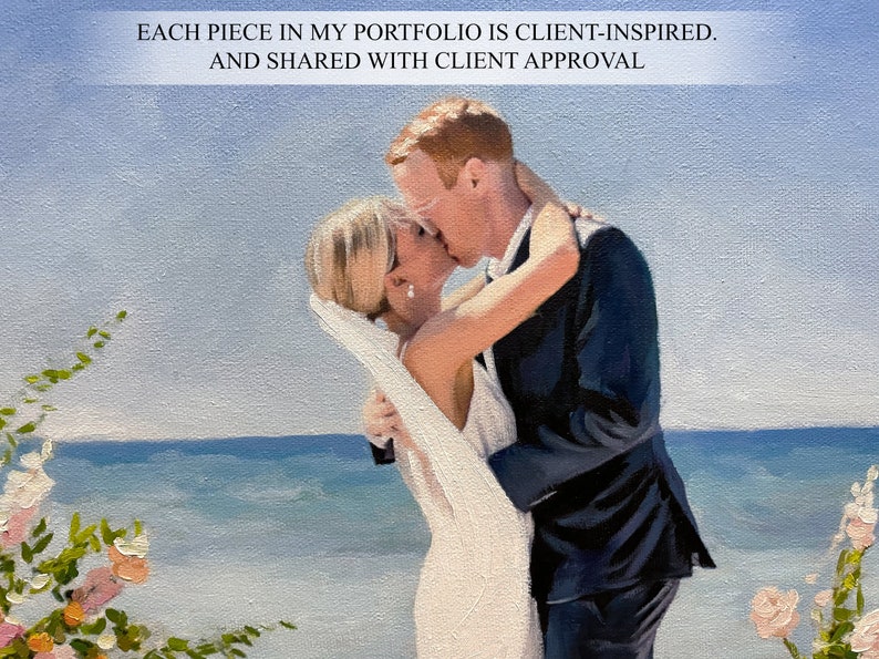 Custom oil painting portrait on canvas, Custom wedding portrait on canvas from photo, Custom art, wedding gift, gift for wife, husband gift zdjęcie 4