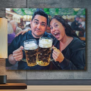 Custom Couple Oil Portrait from Photo Commission Painting Gift for Family