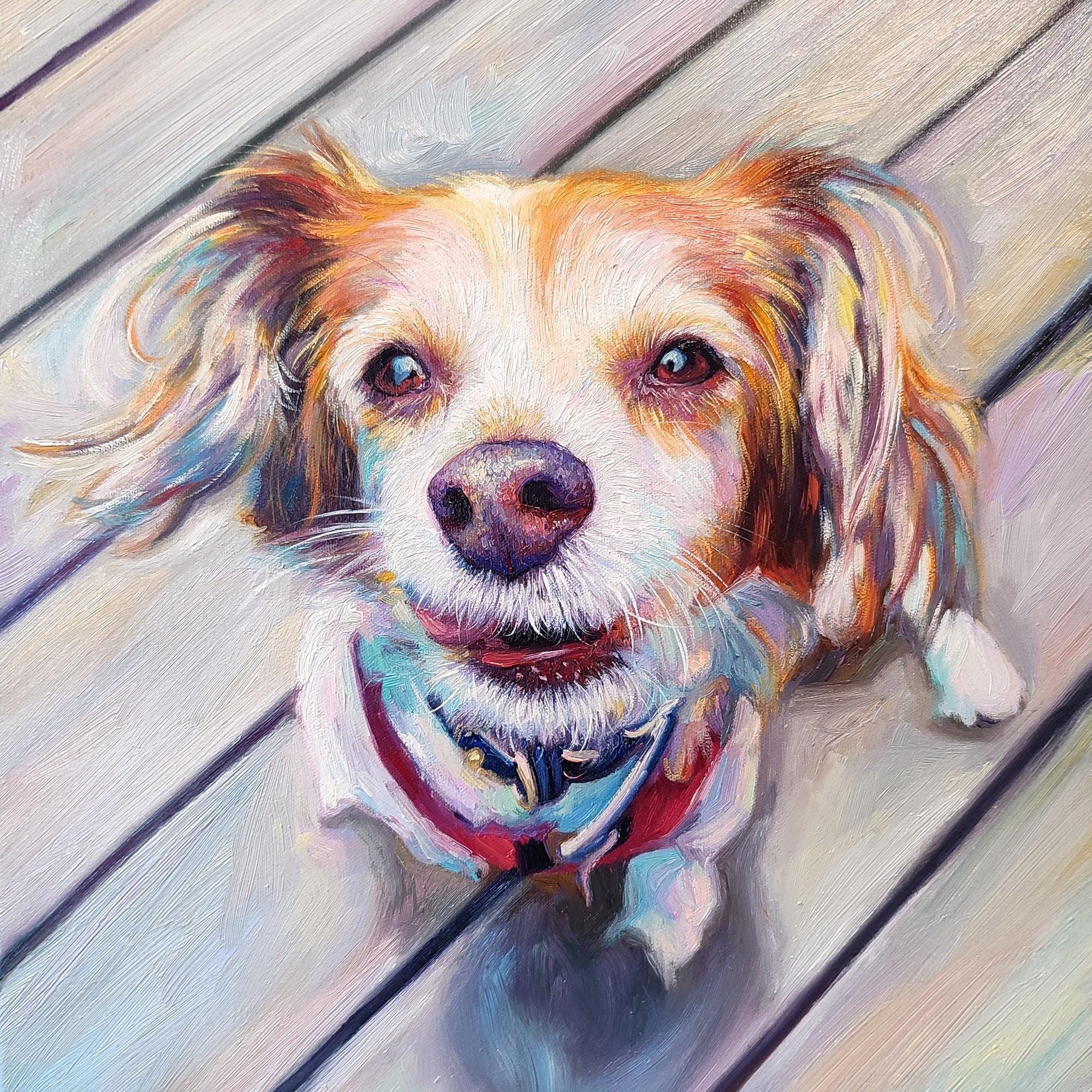 写真から作成するカスタム犬のメモリアル油絵、パーソナライズされた