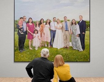 Custom Wedding Oil Painting on Canvas from Photo, Personalized Wall Art Family Portrait, Housewarming Gift