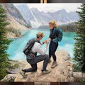 Custom Couple Portrait, Painting From Photo on Canvas, Hand Painted Engagement Commission Art, Proposal Oil Painting product logo