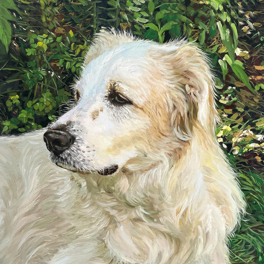 Custom Dog Oil Painting From Photo, Pet Memorial Gift, Dog Portrait ...