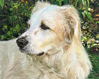 オーダーメイドの犬の油絵肖像画：オリジナルのペットの追悼絵画