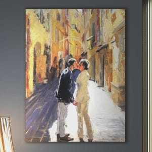 Custom Anniversary Oil Portrait on Canvas from Photo, Commission Couples Portrait, Wall Art Painting, Personalized Anniversary Gift for Her