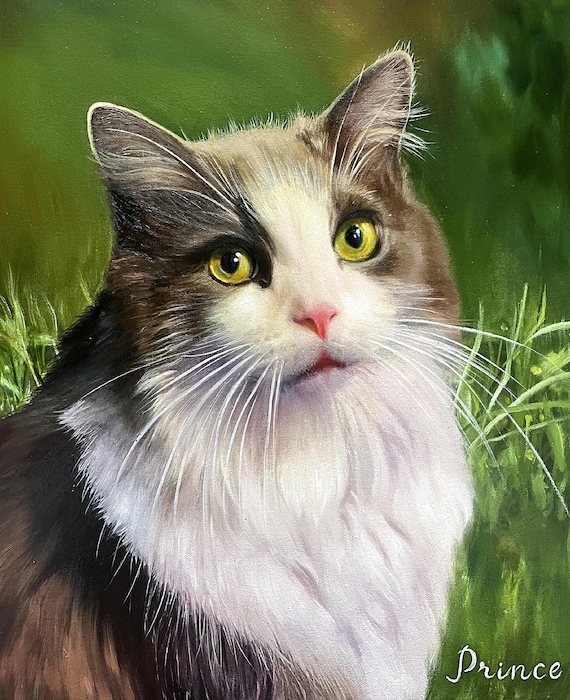 写真から制作するカスタム猫油絵キャンバス画、オーダーメイドの壁掛け
