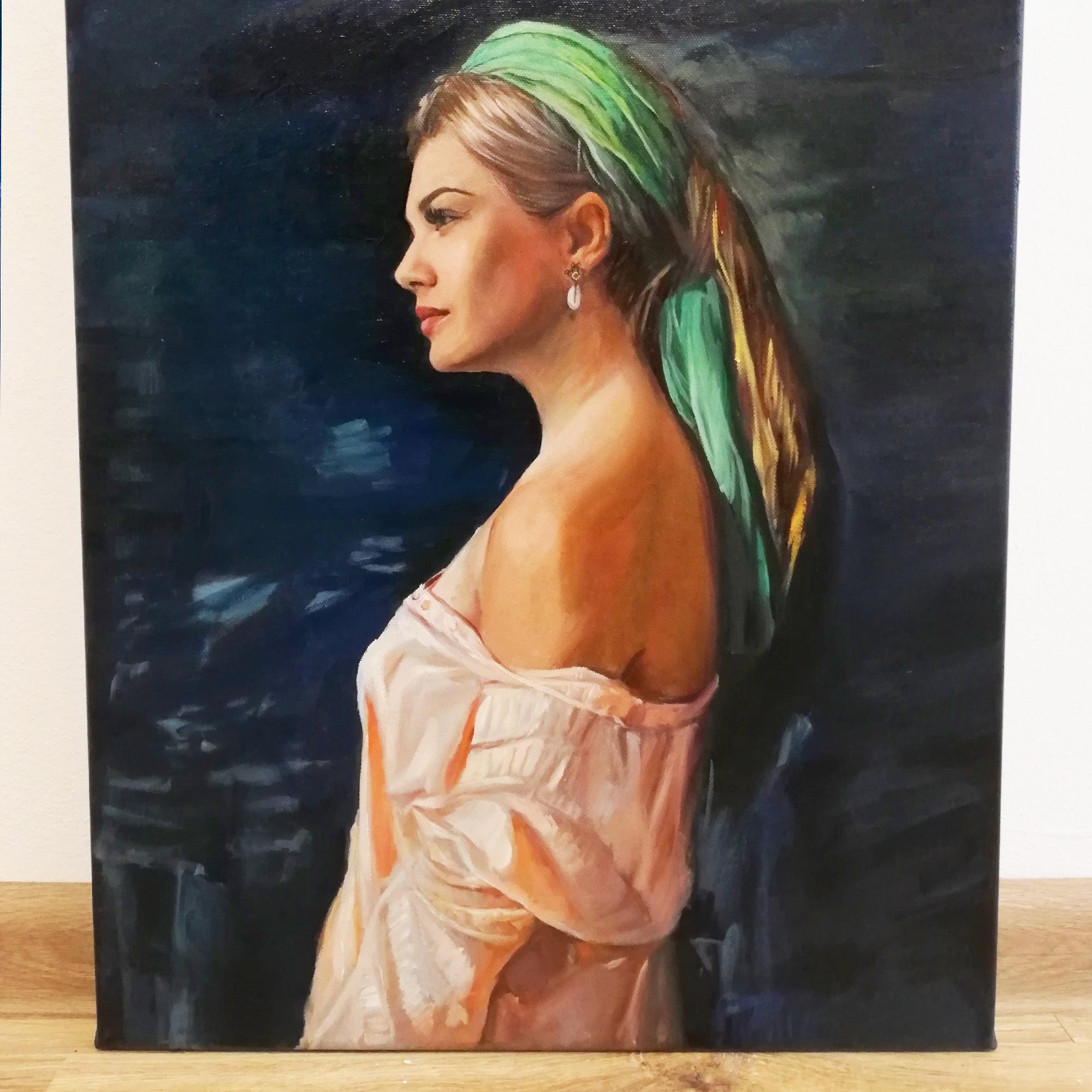 写真から作成するカスタム油絵肖像画、女性の肖像画依頼、妻への贈り物