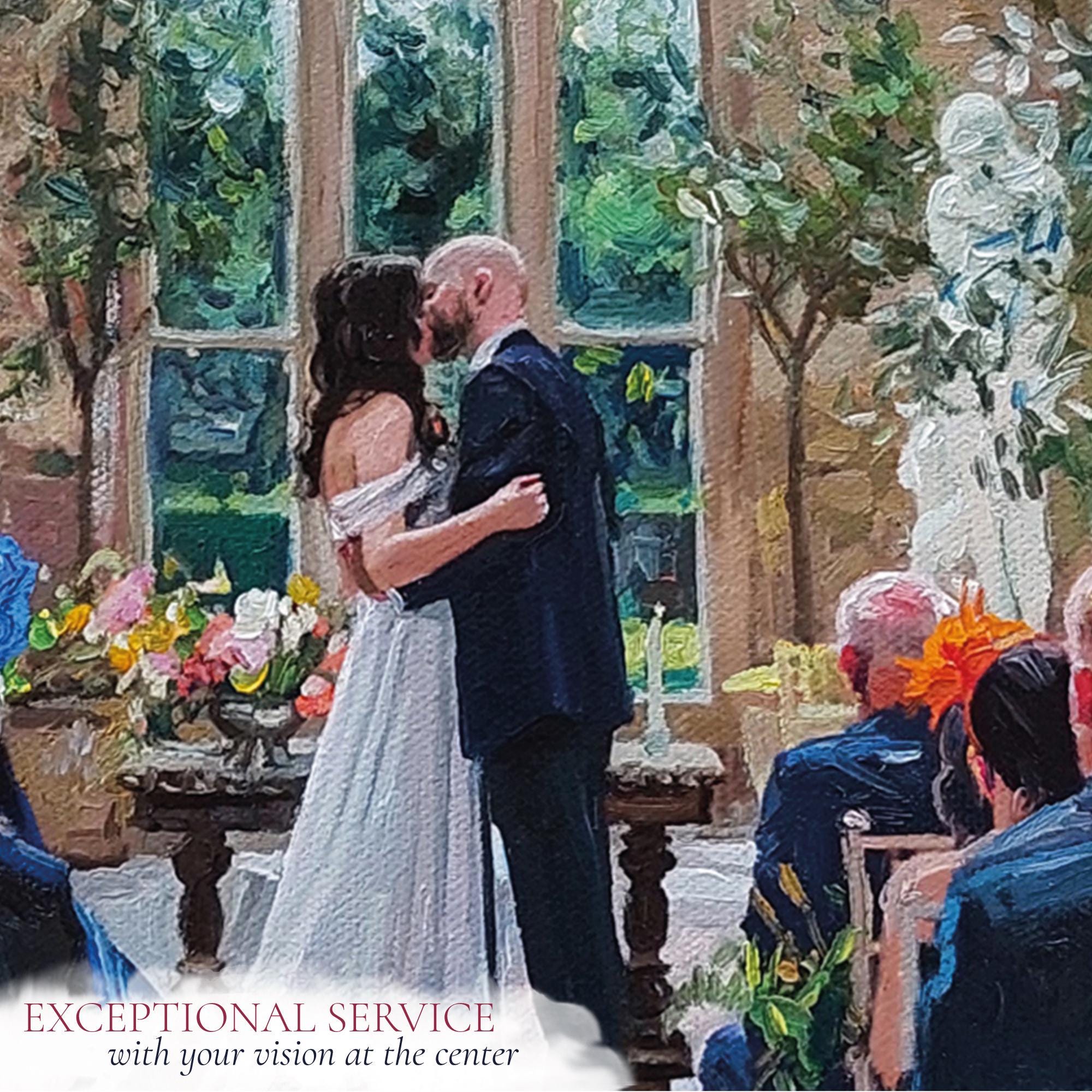 Custom Wedding Oil Painting on Canvas From Photo, Commission Bride