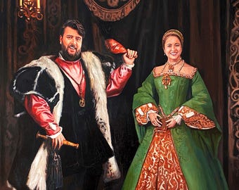 Op maat gemaakt renaissanceportret van een foto, vorstelijk olieverfschilderij op canvas, koninklijk handgeschilderd portret in opdracht, familie olieverfschilderij