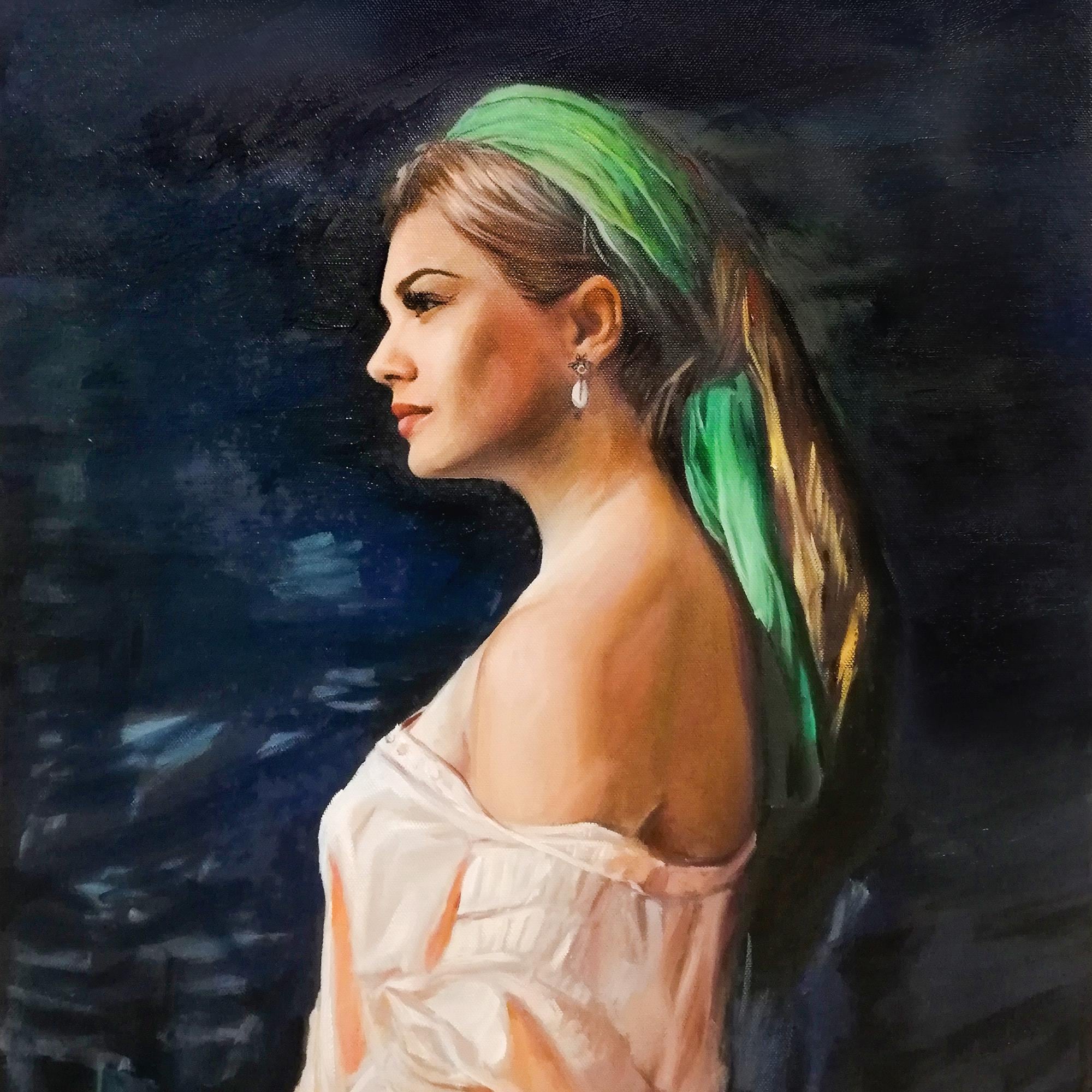 写真から作成するカスタム油絵肖像画、女性の肖像画依頼、妻への贈り物