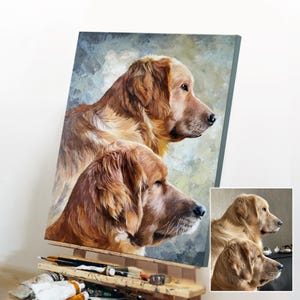 Custom Dog Painting From Photo, Pet Oil Portrait on Canvas, Hand ...