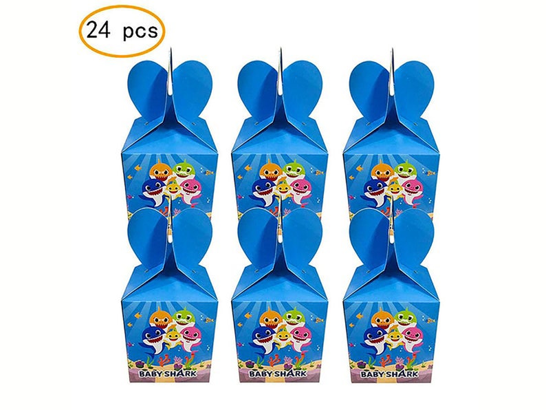 Baby Happy Shark Drawstring Party Bags,Treat,Candy and Goodie Bags,Shark Gift Bags Party Supplies for Kids Cute Shark Themed Party Birthday Decoration Gift Bags-12pack