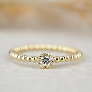 Engagement ring &quot;Royal&quot; 14 karat 585/- yellow gold with diamond, solitaire gold ring ball ring, pearl ring