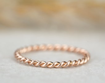 Engagement ring "Lariel" made of 585 rose gold, rose gold narrow, filigree, cord ring, accessory ring
