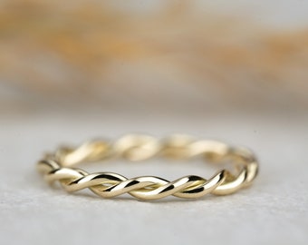Verlobungsring " Ivy " Goldring, 333, 585, 750, Kordelring, Stapelring, Beisteckring, Promisering, Gold, Gelbgold, zart, schmal Geschenk