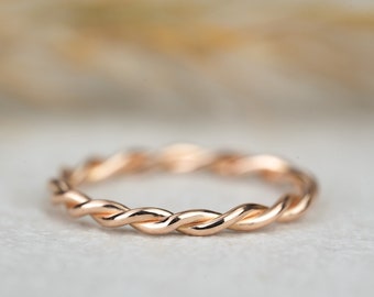 Engagement ring "Ivy" gold ring in 750 rose gold, cord ring, stacking ring, attachment ring, promise ring, gold, red gold, delicate, narrow, thin 585