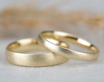 Trouwringen geelgouden verlovingsringen | Trouwringen gouden ringen | Mat ijs mat 333, 585, 750 | Trouwpartner ringen vintage boho