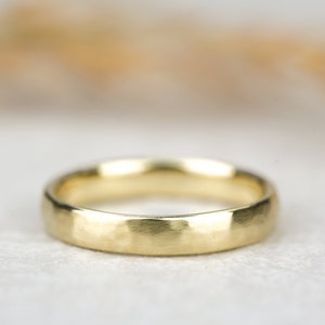 narrow gold ring hammered | 585 gold ring with hammer blow surface | Wedding Rings Wedding Rings Engagement Rings for Wedding Yellow Gold