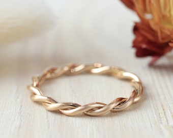 Verlobungsring " Ivy " Goldring, 333, 585, 750, Kordelring, Stapelring, Beisteckring, Promisering, Gold, Rotgold, zart, schmal dünn Rosegold