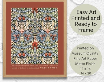 William Morris Printed Art, Snakeshead Design, Museum Quality Fine Art Paper, 11 x 14 or 16 x 20 inches, Ready to Frame