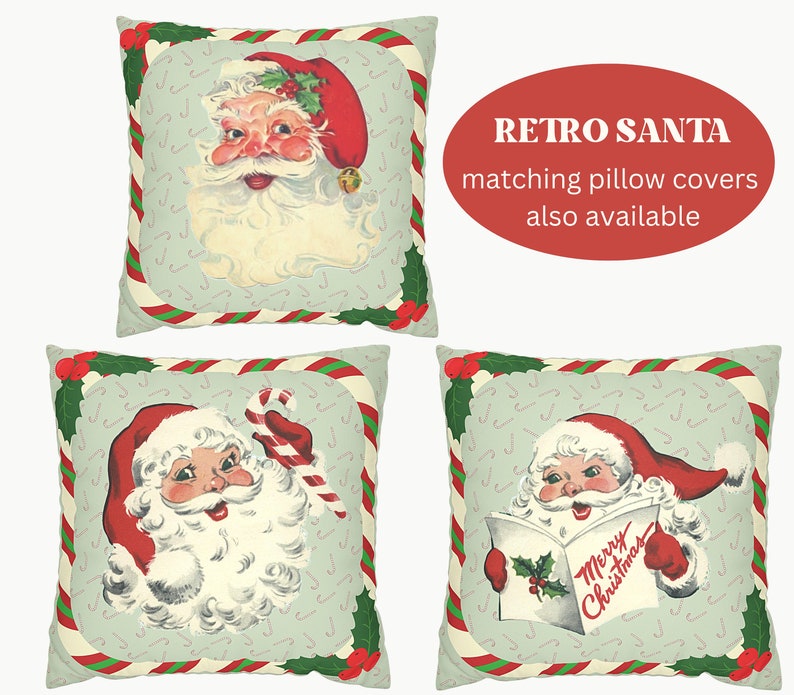 Retro Santa Tree Skirt, Christmas Festive Decor, Holiday Decorations, 57 Inches Wide Faux Suede Fabric, Easy Care Washable, Printed in USA image 9