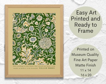Printed Art William Morris Ready to Frame Wall Art 11 x 14 or 16 x 20 inches Cherwell Gold Arts and Crafts Fine Art Prints Home Office Decor