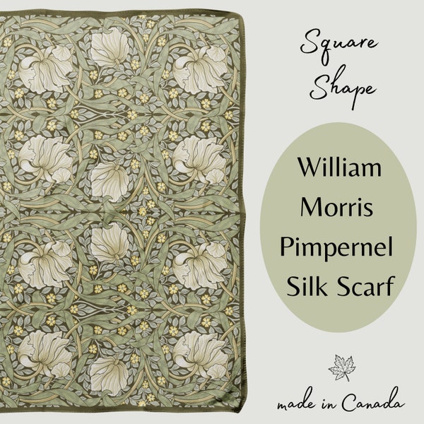 Pimpernel William Morris Silk Scarf, Vintage Design, Luxury Fashion Accessory, Made in Canada, Pocket Square, Long or Square, Mother's Day