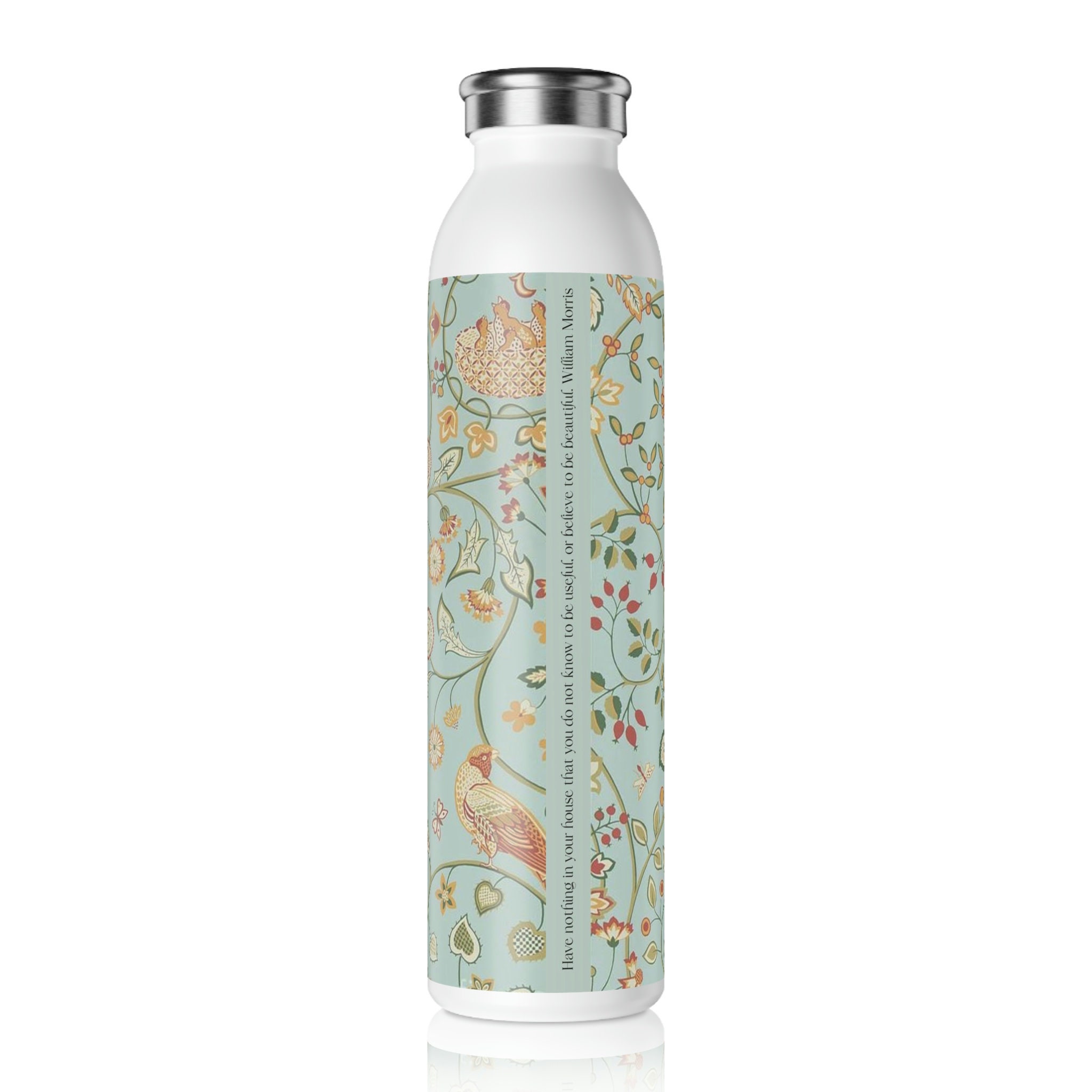 Slim Metal Water Bottle With Whimsical Whale Pattern, 20 Oz