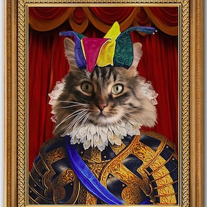 Custom Pet Portrait COURT JESTER, Court Jester Dog Portrait, Custom Pet Portrait, Custom Cat Gift, Funny Pet Gift,Pet Portraits From Photo