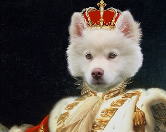 Custom Dog Portrait, Custom Cat Portrait, Custom King Pet Portrait, Renaissance King Portrait, Royal King Pet Portrait, Funny pet portrait