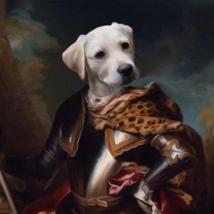 Custom Dog Portrait, Custom Pet Portrait, Custom Cat Gift, Funny Pet canvas, Pet Portrait Canvas, Funny gift Pet, Knight Dog Portrait Canvas image 1