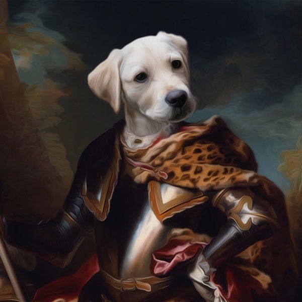 Custom Dog Portrait, Custom Pet Portrait, Custom Cat Gift, Funny Pet canvas, Pet Portrait Canvas, Funny gift Pet, Knight Dog Portrait Canvas