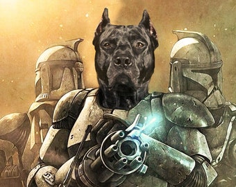 Custom Pet Art in Star Wars Style, Customized Jedi Pets Collection, Unique Star Wars Pet Art, Personalized Star Wars Pet Portraits