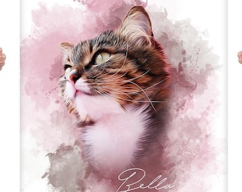 Custom Pet Portrait from Photo, Watercolor Dog Portrait, Cat Portrait, Pet Memorial Gift, Pet Loss Gift, Personalized Pet Art