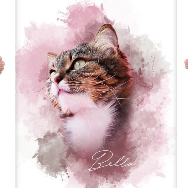Benutzerdefiniertes Tierportrait vom Foto, Aquarell Hundeportrait, Katzenportrait, Haustier Erinnerungsgeschenk, Haustier Verlust Geschenk, personalisierte Haustier Kunst
