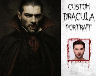 Custom Gothic Vampire Portrait, Personalized Dark Fantasy Art, Horror Halloween Gift for Him, Custom Dracula Wall Art, Horror Lover Present