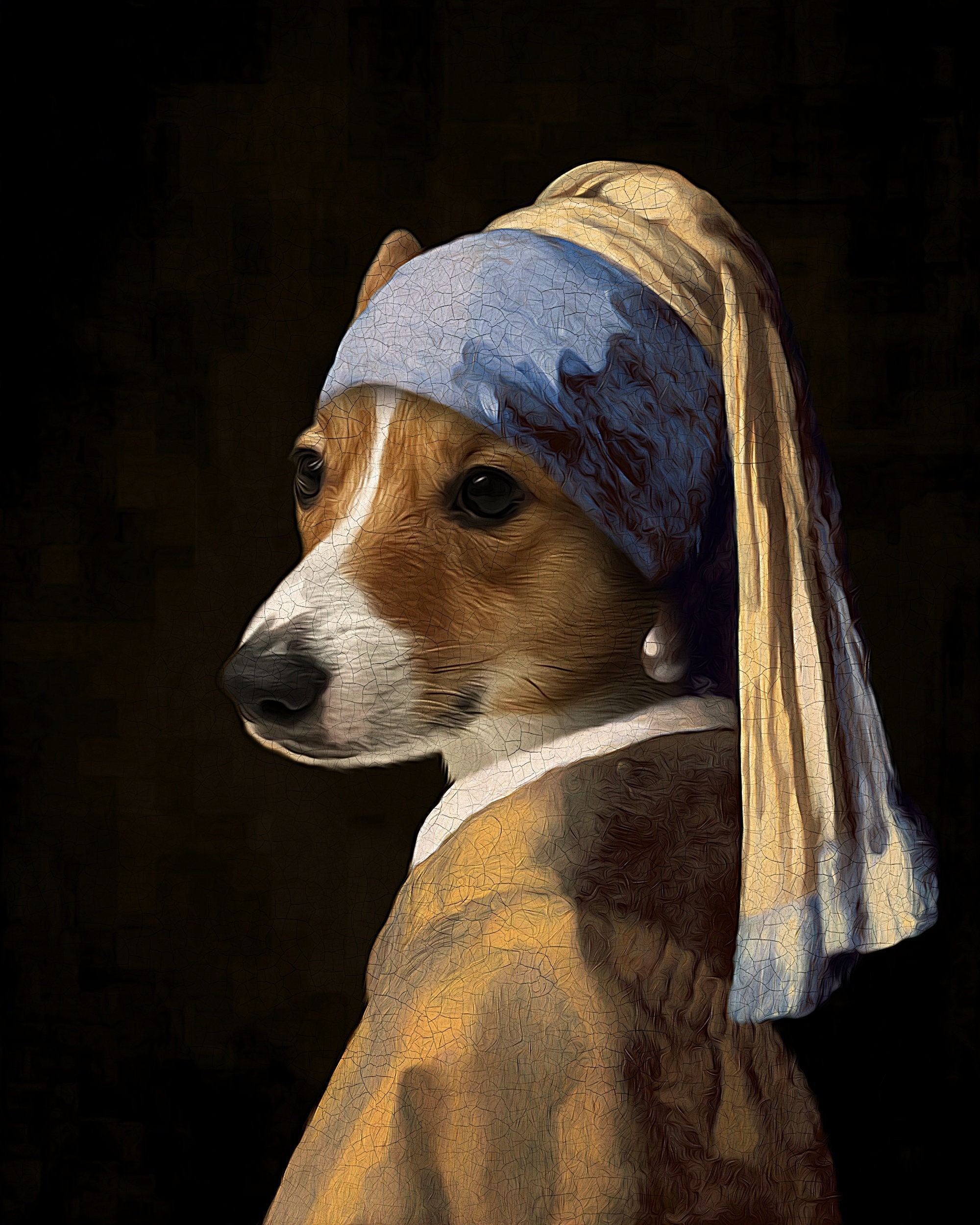 The Girl With a Pearl Earring Custom Pet Portrait Custom image