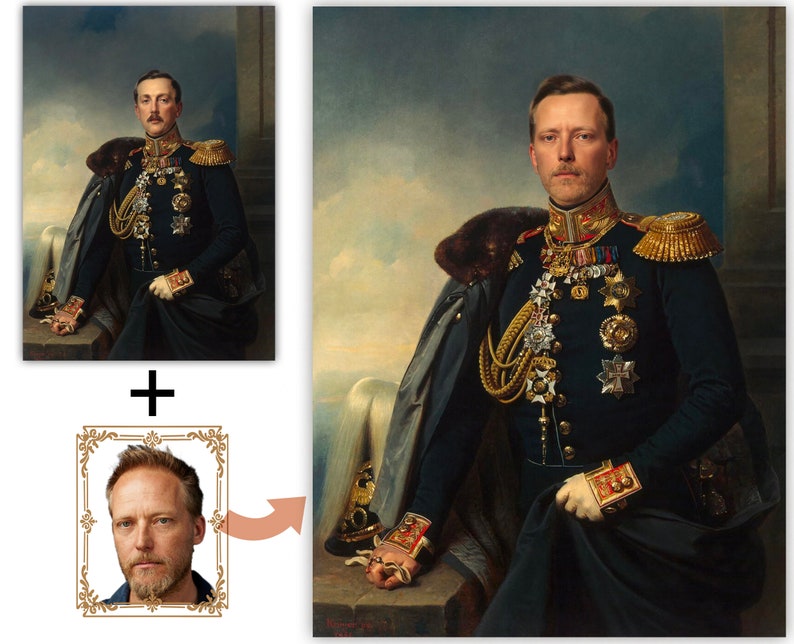 Personalized Historical Portrait, Royal Portrait, Renaissance Portraits, Victorian Portrait, Governor General Portrait, Fathers Day Gift image 1
