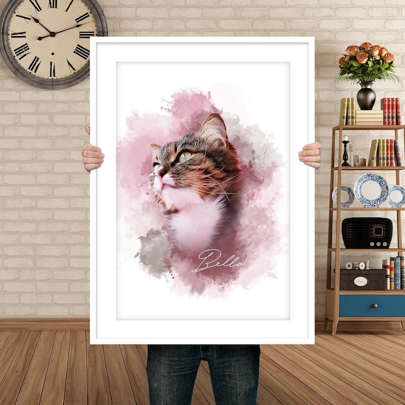 Custom Pet Portrait from Photo, Watercolor Dog Portrait, Cat Portrait, Pet Memorial Gift, Pet Loss Gift, Personalized Pet Art