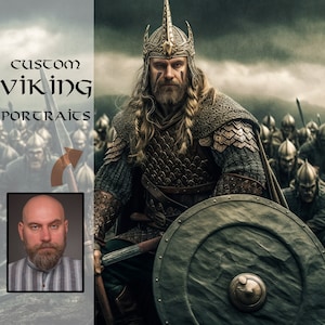 Custom Unique Viking Warriors for Your Journey, Personalized Warrior Legacy in Personal Art, Custom Viking Art, Epic Viking Portraits image 1