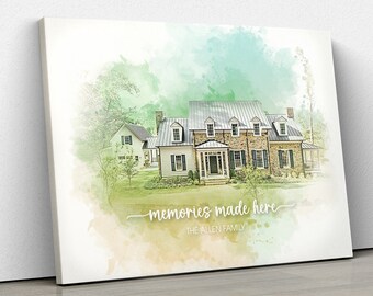 Retrato de casa personalizado, regalo de inauguración de la casa, regalo para la primera vivienda, retrato de casa en acuarela, regalo de cierre de agente inmobiliario, regalo de mudanza para la decoración del hogar.