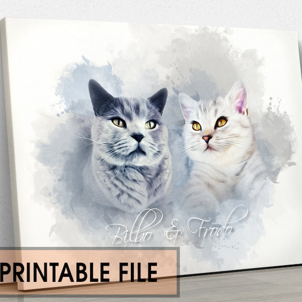 Custom Pet Portrait | Dog Portrait | Cat Portrait | Portrait from Photo | Peekaboo Pet | Pet Memorial Gift | Pet Art, DIGITAL FILE PRINTABLE