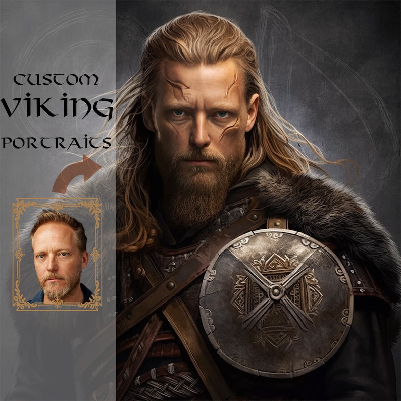 Custom Unique Viking Warriors for Your Journey, Personalized Warrior Legacy in Personal Art, Custom Viking Art, Epic Viking Portraits image 3