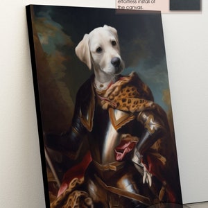 Custom Dog Portrait, Custom Pet Portrait, Custom Cat Gift, Funny Pet canvas, Pet Portrait Canvas, Funny gift Pet, Knight Dog Portrait Canvas image 3