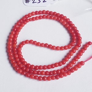 Mittelmeerkoralle: Glatter runder Edelsteinstrang, 3 mm