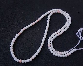 Natural Japanese Coral Beads: White-Pink Gemstone Strand (3mm, 18 inches)