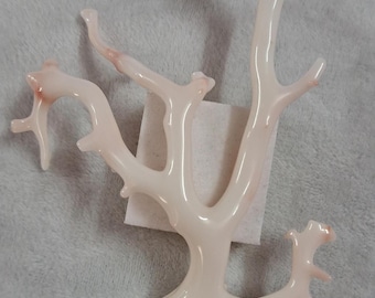 Ramo di corallo bianco naturale, per esposizione di coralli preziosi giapponesi (81 mm)
