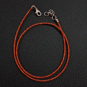 Italian Sea Coral Necklace: 2mm Red Gemstone Beads, 16 Inch