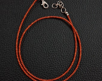 Natural Italian Sea Coral Small Size 2&#39;mm Smooth Round Beads Necklace, Genuine Natural Red Color, Saturated color One thread. O-1